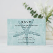Blue Starfish Wedding RSVP Karte (Stehend Vorderseite)