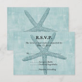 Blue Starfish Wedding RSVP Karte (Vorne/Hinten)