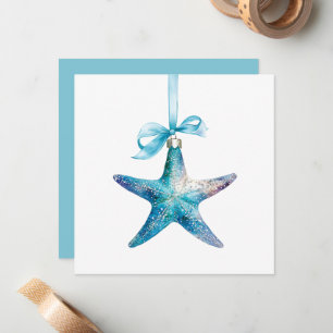Blue Starfish Weihnachtsschmuck Personalisiert Mitteilungskarte