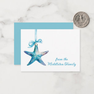 Blue Starfish Weihnachtsschmuck Personalisiert Mitteilungskarte