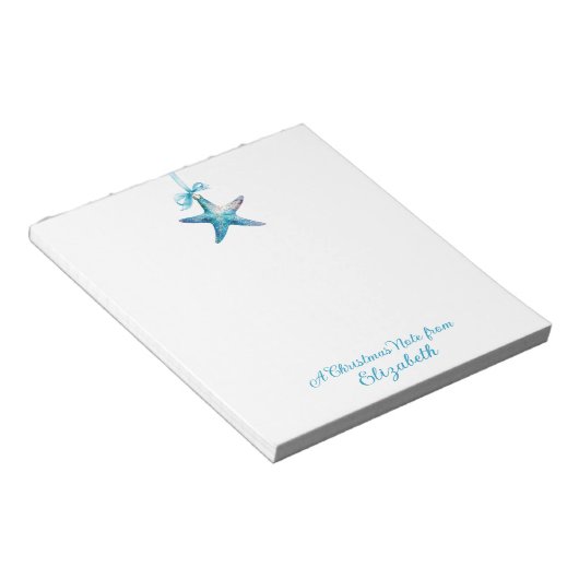 Blue Starfish Weihnachtsschmuck Personalisiert Notizblock (angewinkelt)