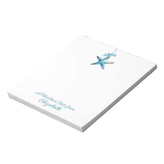 Blue Starfish Weihnachtsschmuck Personalisiert Notizblock (Rotiert)