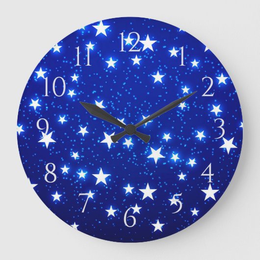 Blue Stargazer Große Wanduhr (Vorderseite)