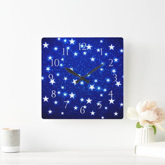 Blue Stargazer Quadratische Wanduhr (Zuhause)