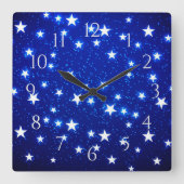 Blue Stargazer Quadratische Wanduhr (Vorderseite)