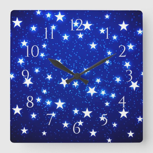 Blue Stargazer Quadratische Wanduhr (Vorderseite)