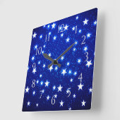 Blue Stargazer Quadratische Wanduhr (Winkel)