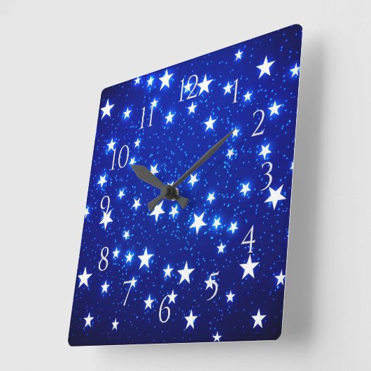 Blue Stargazer Quadratische Wanduhr (Winkel)