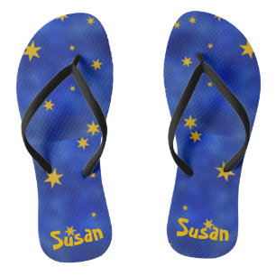 Blue Staright mit Gold Stars Unisex Badesandalen