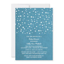 Blue Starry Night Baby Dusche einladen