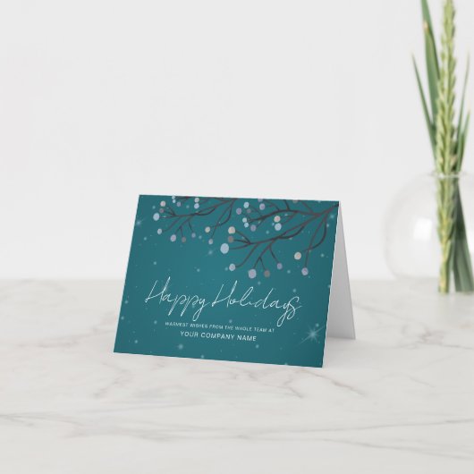 Blue Starry Night Corporate Faltday Card Karte (Vorderseite)