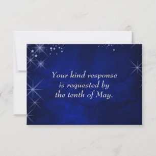 Blue Starry Night Formal Wedding RSVP Card Karte