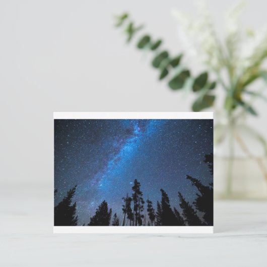 Blue Starry Night Postkarte (Stehend Vorderseite)