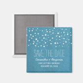 Blue Starry Night Save the Date Magnet (Vorderseite/Rückseite)