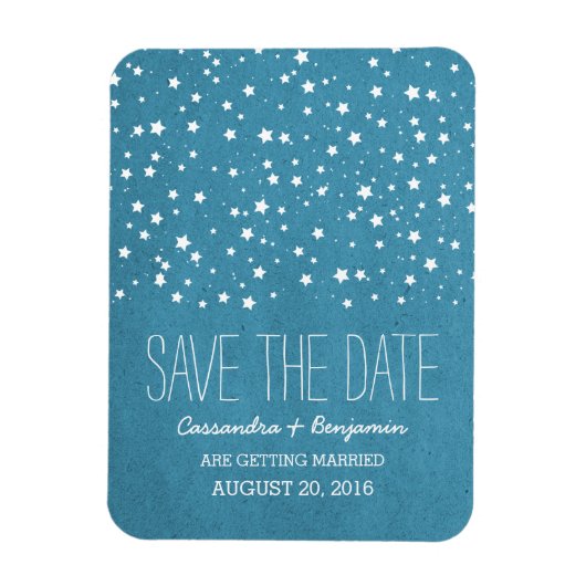 Blue Starry Night Save the Date Premium Magnet (Vertikal)