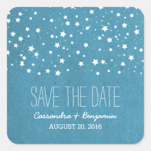 Blue Starry Night Save the Date Stickers