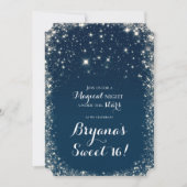 Blue Starry Night Sky Celestial Sweet 16 Einladung (Vorderseite)