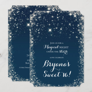 Blue Starry Night Sky Celestial Sweet 16 Einladung