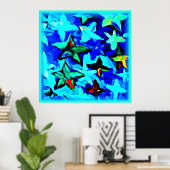Blue Starry Night Sky. Jetzt kaufen Poster (Heimbüro)