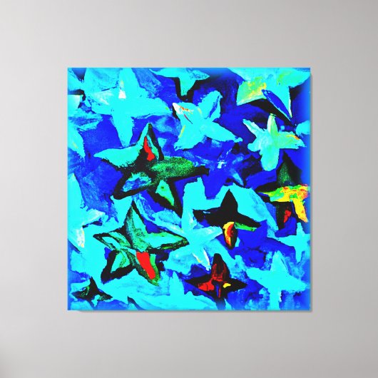 Blue Starry Night Sky. Jetzt kaufen Poster Leinwanddruck (Vorderseite)
