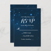 Blue Starry Night Sky Wedding RSVP Response Card (Vorne/Hinten)