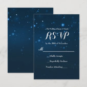 Blue Starry Night Sky Wedding RSVP Response Card Karte (Vorne/Hinten)