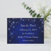 Blue Starry Night Wedding Save the Date (Stehend Vorderseite)