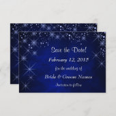 Blue Starry Night Wedding Save the Date (Vorne/Hinten)