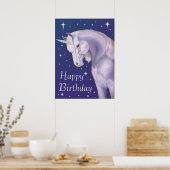 Blue Starry Unicorn Happy Birthday Poster (Küche)