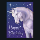 Blue Starry Unicorn Happy Birthday Poster<br><div class="desc">Das Plakat eines weißen Einhorns auf blauem Sternenhimmel,  auf dem Happy Birthday steht.</div>