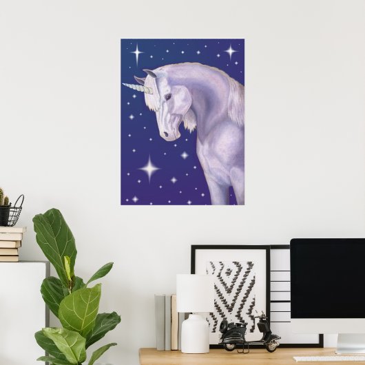 Blue Starry Unicorn Poster (Heimbüro)