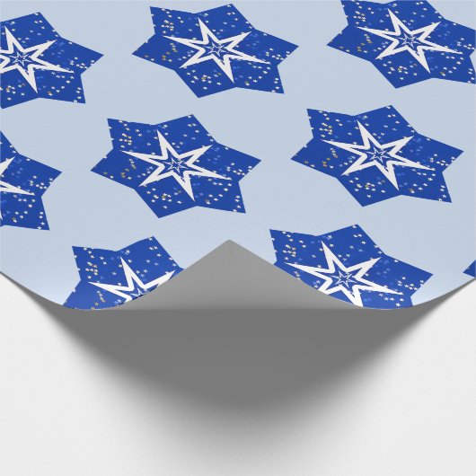 Blue Stars Art Wrapping Paper Geschenkpapier (Ecke)