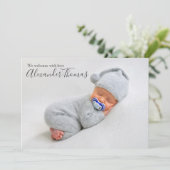 Blue Stars Baby Boy Geburtsankündigung Ankündigung (Stehend Vorderseite)