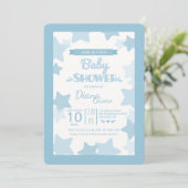 Blue Stars Baby Dusche Einladung (Stehend Vorderseite)