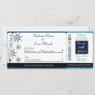 Blue Stars Boarding Pass Hochzeits-Einladung Save The Date