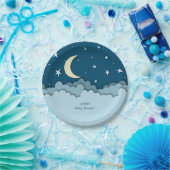 Blue Stars & Clouds 3D-Effekt in der Nacht Pappteller (Party)