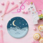 Blue Stars & Clouds 3D-Effekt in der Nacht Pappteller (Party)