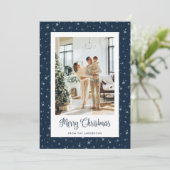 Blue Stars Foto Frohe Weihnachtskarten Feiertagskarte (Stehend Vorderseite)