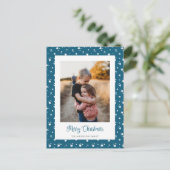 Blue Stars Foto Frohe Weihnachtskarten Feiertagspostkarte (Stehend Vorderseite)