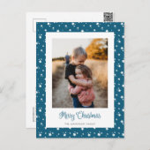 Blue Stars Foto Frohe Weihnachtskarten Feiertagspostkarte (Vorne/Hinten)