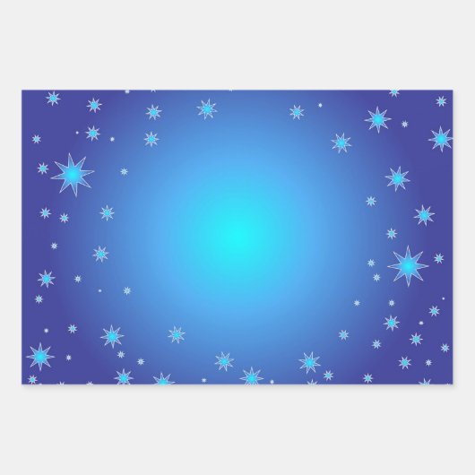 Blue Stars Geschenkpapier Set (Vorderseite)