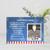 Blue Stars Military geht weg Party Einladung (Stehend Vorderseite)