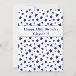 Blue Stars mit Message Birthday Party Einladung