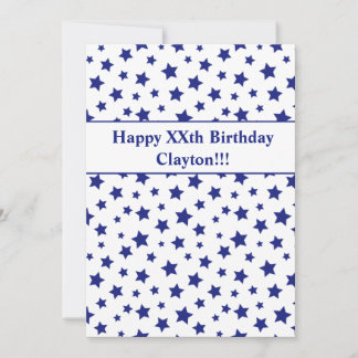 Blue Stars mit Message Birthday Party Einladung