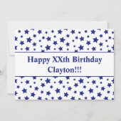 Blue Stars mit Message Birthday Party Einladung (Vorderseite)