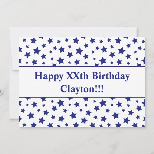 Blue Stars mit Message Birthday Party Einladung (Vorderseite)