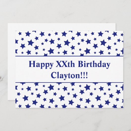 Blue Stars mit Message Birthday Party Einladung (Vorne/Hinten)