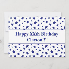 Blue Stars mit Message Birthday Party Einladung