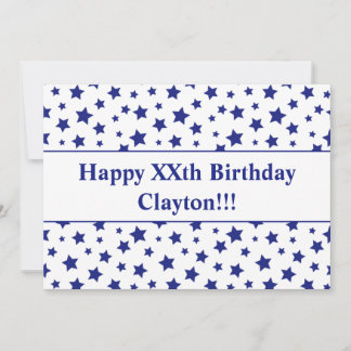 Blue Stars mit Message Birthday Party Einladung