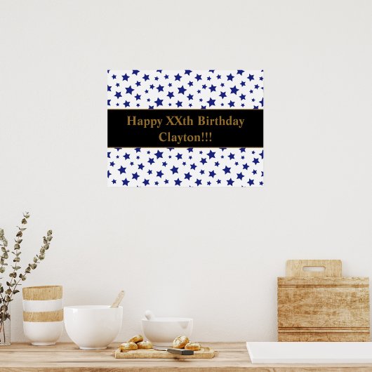 Blue Stars mit Message Birthday Poster (Küche)
